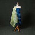 Kutch Bandhani Tie-Dye Cotton 2pc Unstitched Dress Material Kurta Set with Earrings 05