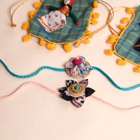  Handmade Fabric Flower Rakhi (Set of 2)