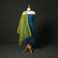 Kutch Bandhani Tie-Dye Cotton 2pc Unstitched Dress Material Kurta Set with Earrings 06