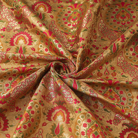 Beige Art Silk Gold Zari Kimkhab Banarasi Brocade Fabric