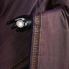 Purple - dharwad cotton saree with border 57 - handcrafted