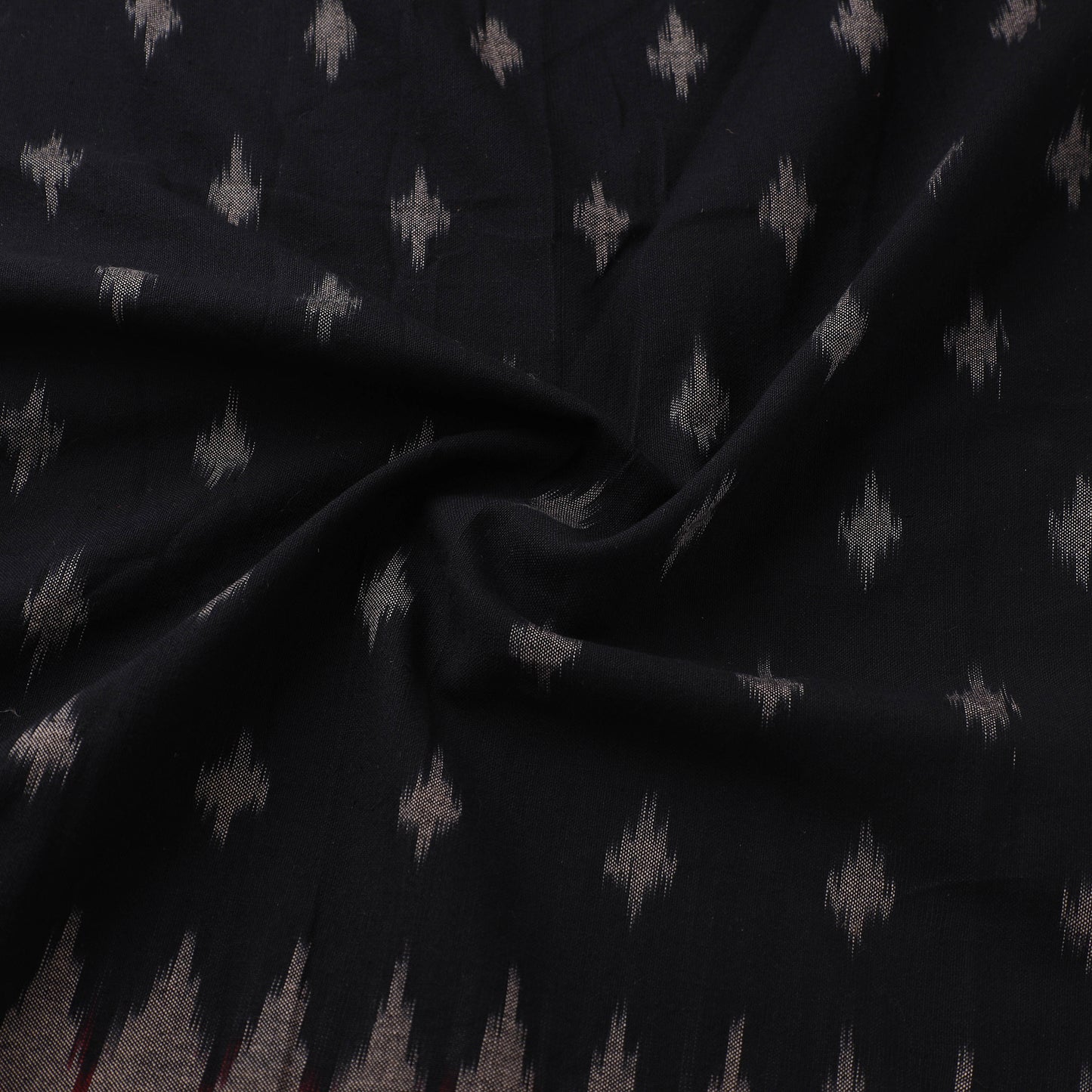 Handloom Cotton Pochampally Ikat Fabric with Kalamkari Border 02