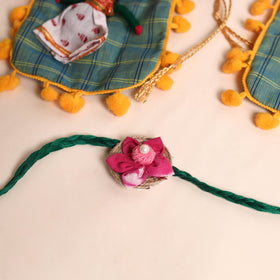  Handmade Fabric Flower Rakhi (Set of 2)