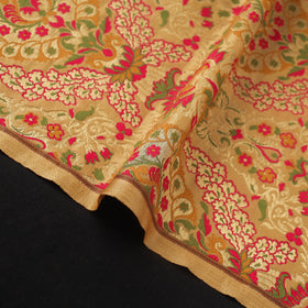 Beige Art Silk Gold Zari Kimkhab Banarasi Brocade Fabric