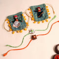  Handmade Fabric Flower Rakhi (Set of 2)