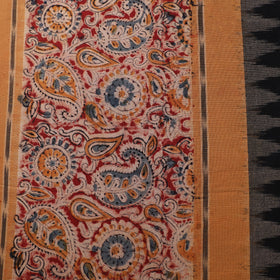 Handloom Cotton Pochampally Ikat Fabric with Kalamkari Border 04