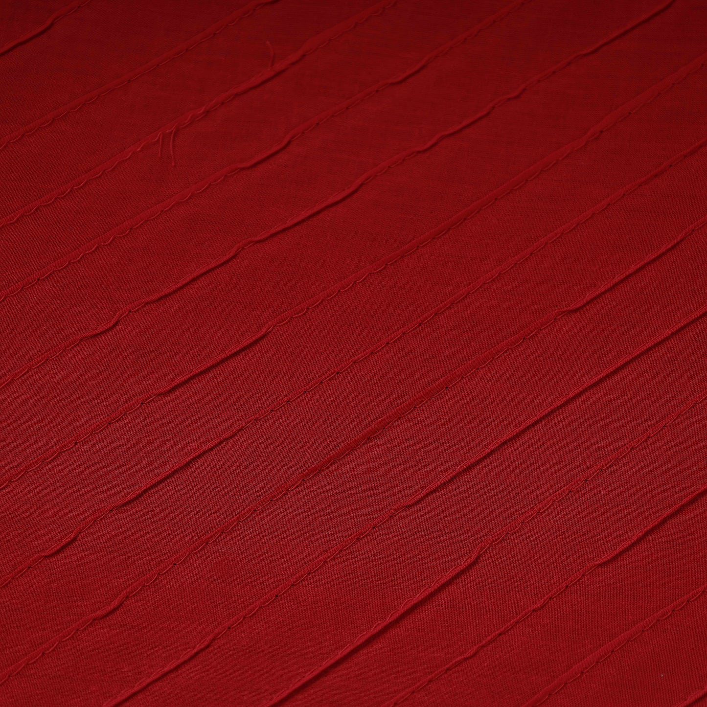 Red Pintuck Plain Pure Cotton Fabric