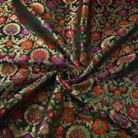 Green Art Silk Gold Zari Kimkhab Banarasi Brocade Fabric