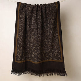 Brown Akola Block Printed Pure Handloom Cotton Towel 