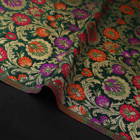Green Art Silk Gold Zari Kimkhab Banarasi Brocade Fabric