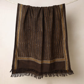 Brown Akola Block Printed Pure Handloom Cotton Towel 