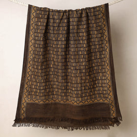 Brown Akola Block Printed Pure Handloom Cotton Towel 