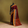 Maroon - dharwad cotton saree with border 65 - handcrafted