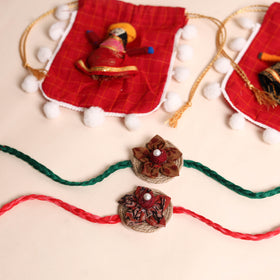  Handmade Fabric Flower Rakhi (Set of 2)