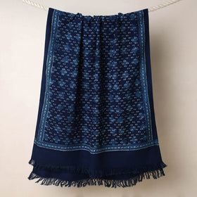 Blue Akola Block Printed Pure Handloom Cotton Towel 