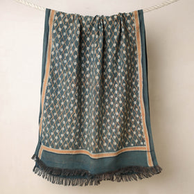 Green - Akola Block Printed Pure Handloom Cotton Towel