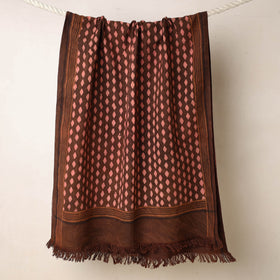 Brown Akola Block Printed Pure Handloom Cotton Towel 