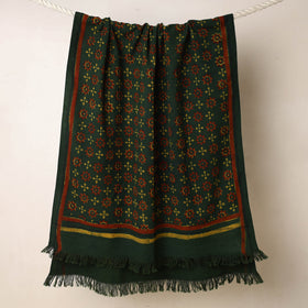 Green Akola Block Printed Pure Handloom Cotton Towel 