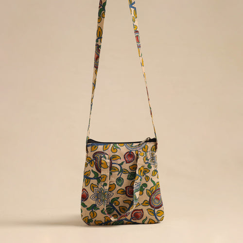 Beige - Quilted Cotton Handmade Sling Bag 02