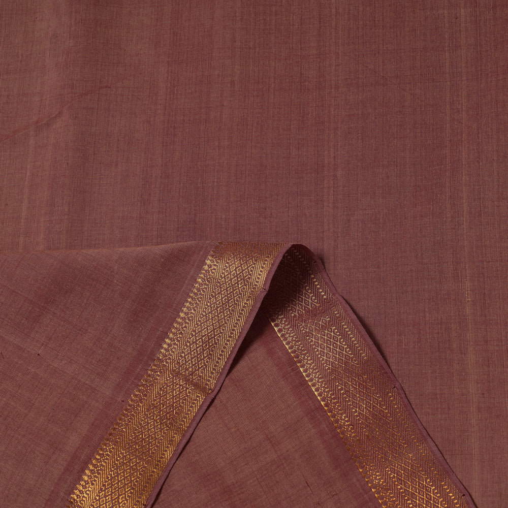 Brown - Mangalagiri Handloom Cotton Nizam Zari Border Fabric