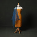 Kutch Bandhani Tie-Dye Cotton 2pc Unstitched Dress Material Kurta Set with Earrings 24