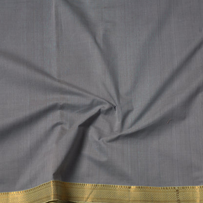 Grey - Mangalagiri Handloom Cotton Nizam Zari Border Fabric