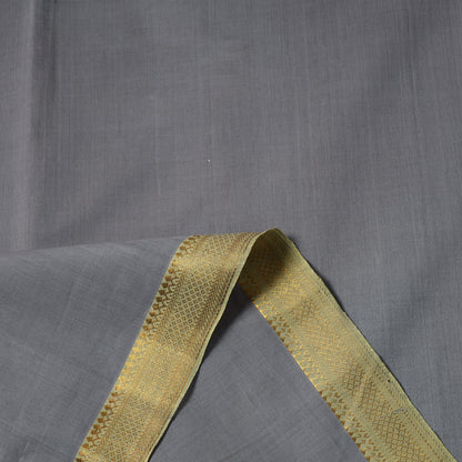 Grey - Mangalagiri Handloom Cotton Nizam Zari Border Fabric