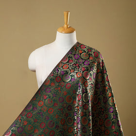 Green Art Silk Gold Zari Kimkhab Banarasi Brocade Fabric