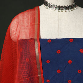 Kutch Bandhani Tie-Dye Cotton 2pc Unstitched Dress Material Kurta Set with Earrings 28
