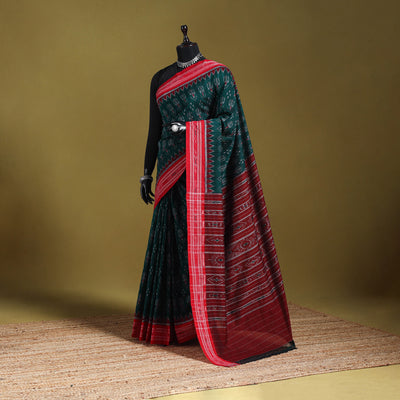 Green - ikat handloom cotton sambalpuri saree 07