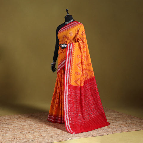 Orange - ikat handloom cotton sambalpuri saree 12