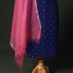 Kutch Bandhani Tie-Dye Cotton 2pc Unstitched Dress Material Kurta Set with Earrings 33