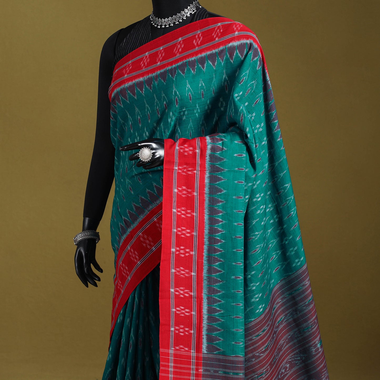 Green - ikat handloom cotton sambalpuri saree 14