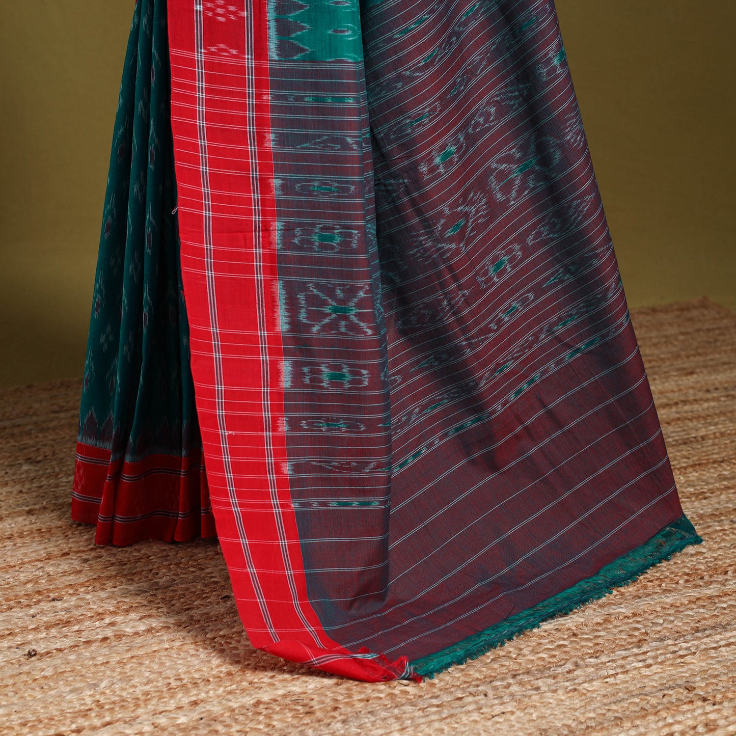 Green - ikat handloom cotton sambalpuri saree 14
