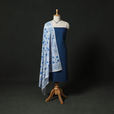 Jacquard Woven 2pc Cotton Unstitched Dress Material Kurta Set with Jewellery 01