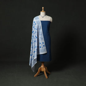 Jacquard Woven 2pc Cotton Unstitched Dress Material Kurta Set with Jewellery 01