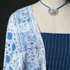 Jacquard Woven 2pc Cotton Unstitched Dress Material Kurta Set with Jewellery 01