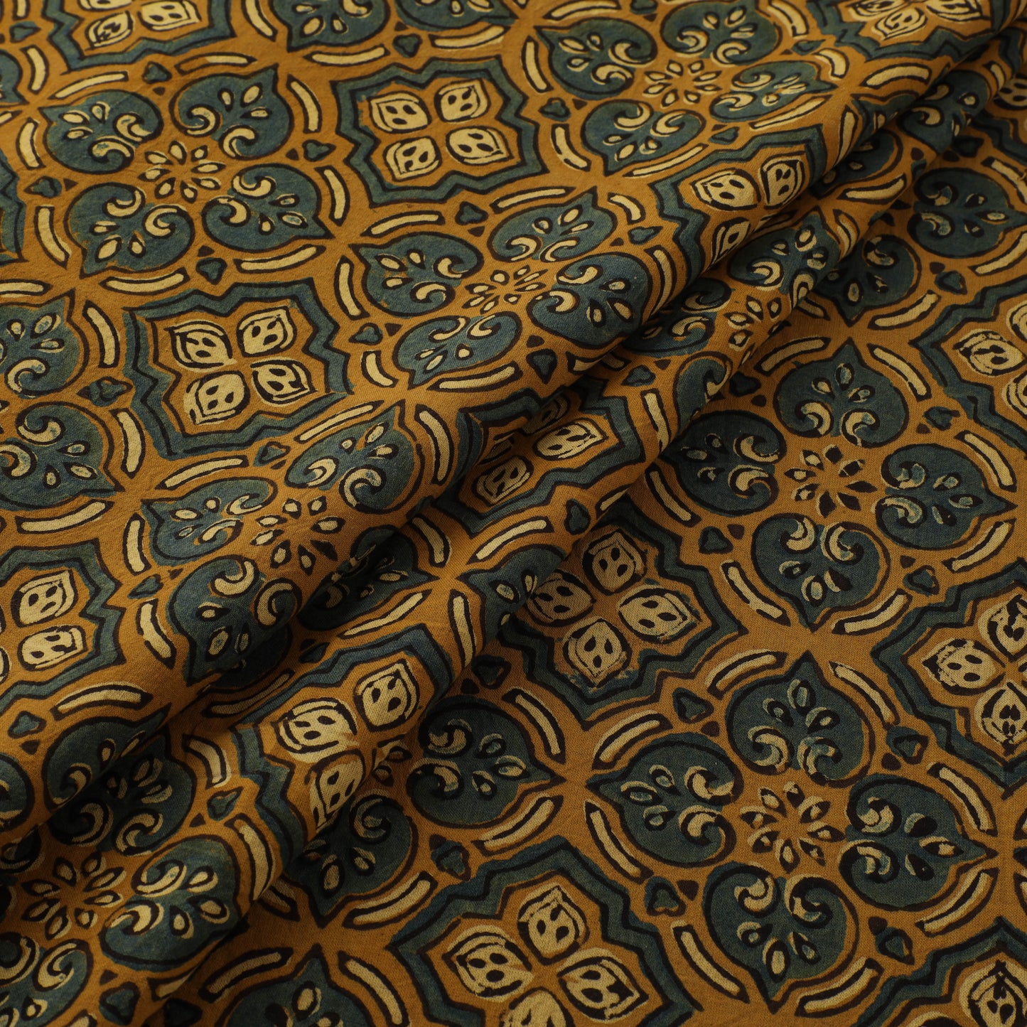Kutch Hand Block Ajrakh Print Natural Dyed Cotton Fabric 06