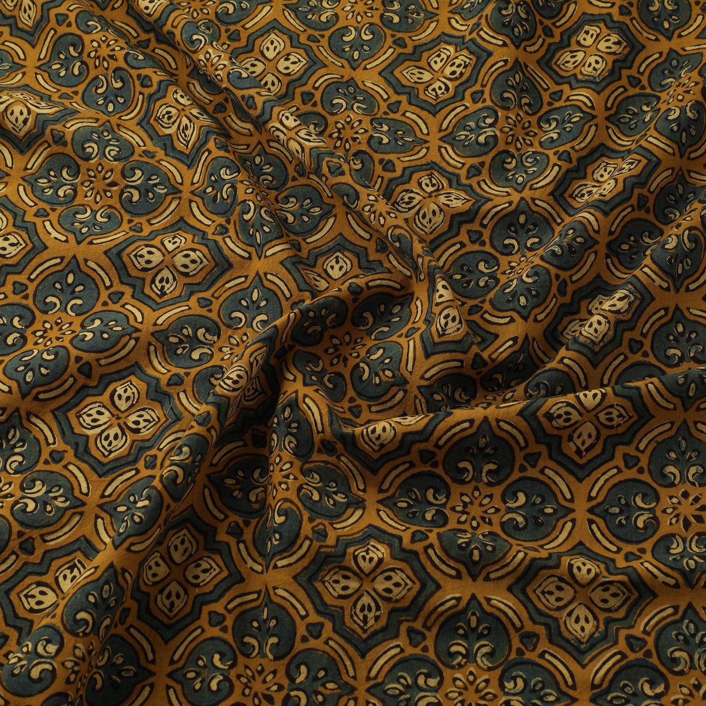 Kutch Hand Block Ajrakh Print Natural Dyed Cotton Fabric 06