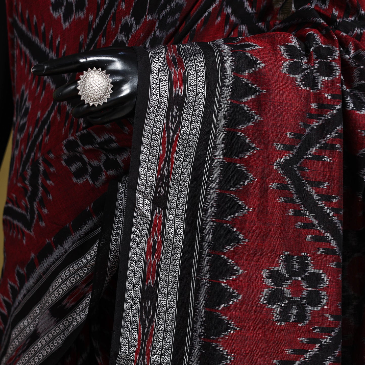 Maroon - ikat handloom cotton sambalpuri saree 17