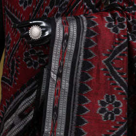 Maroon - ikat handloom cotton sambalpuri saree 17
