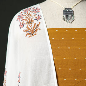 Jacquard Woven 2pc Cotton Unstitched Dress Material Kurta Set with Jewellery 02