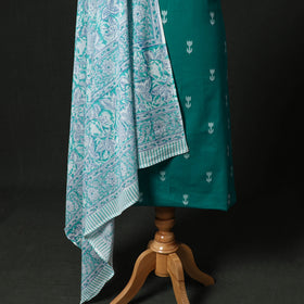 Jacquard Woven 2pc Cotton Unstitched Dress Material Kurta Set with Jewellery 03