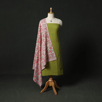 Jacquard Woven 2pc Cotton Unstitched Dress Material Kurta Set with Jewellery 04