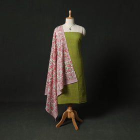 Jacquard Woven 2pc Cotton Unstitched Dress Material Kurta Set with Jewellery 04