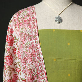 Jacquard Woven 2pc Cotton Unstitched Dress Material Kurta Set with Jewellery 04