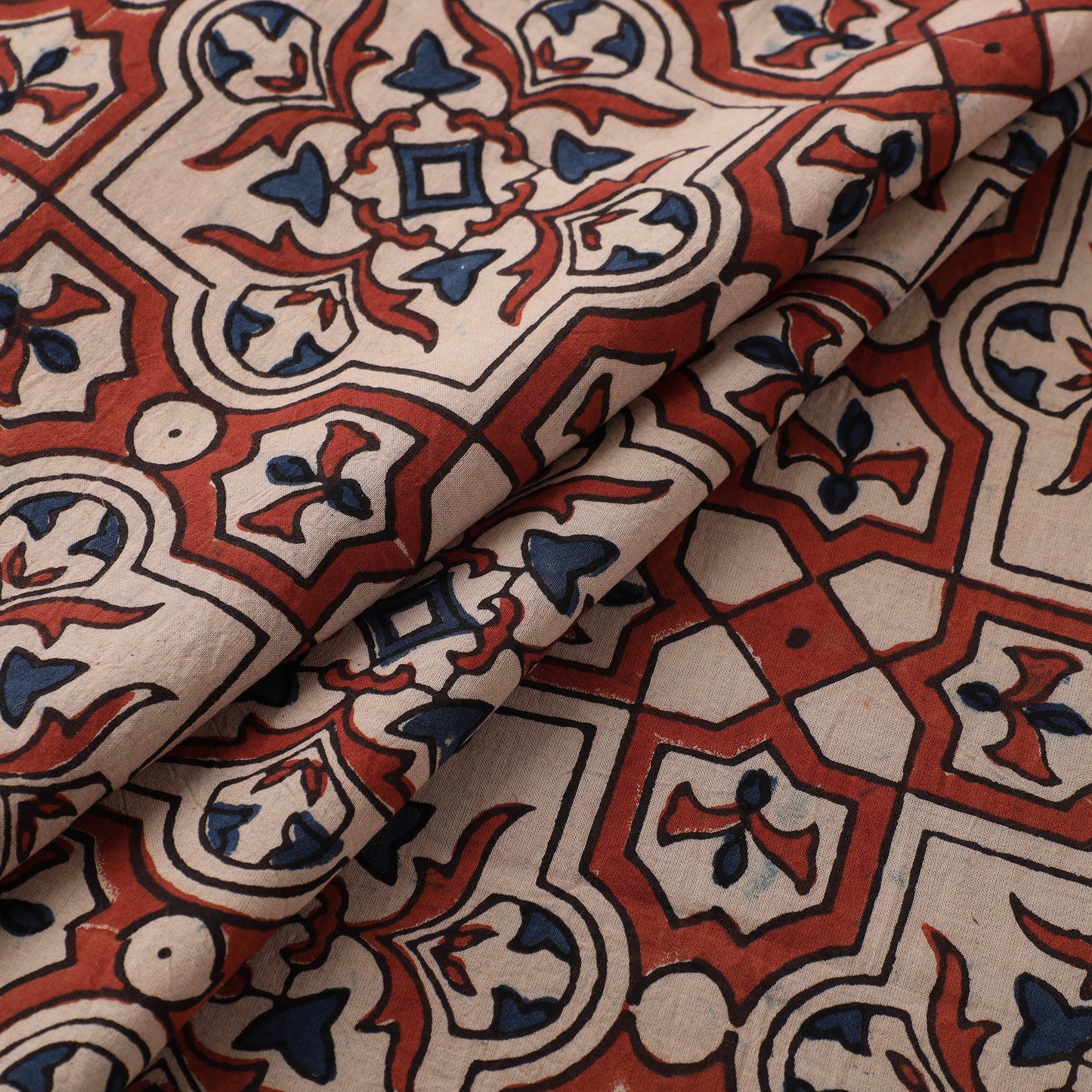 Kutch Hand Block Ajrakh Print Natural Dyed Cotton Fabric 15
