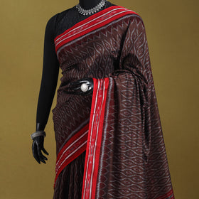 Brown - ikat handloom cotton sambalpuri saree 21