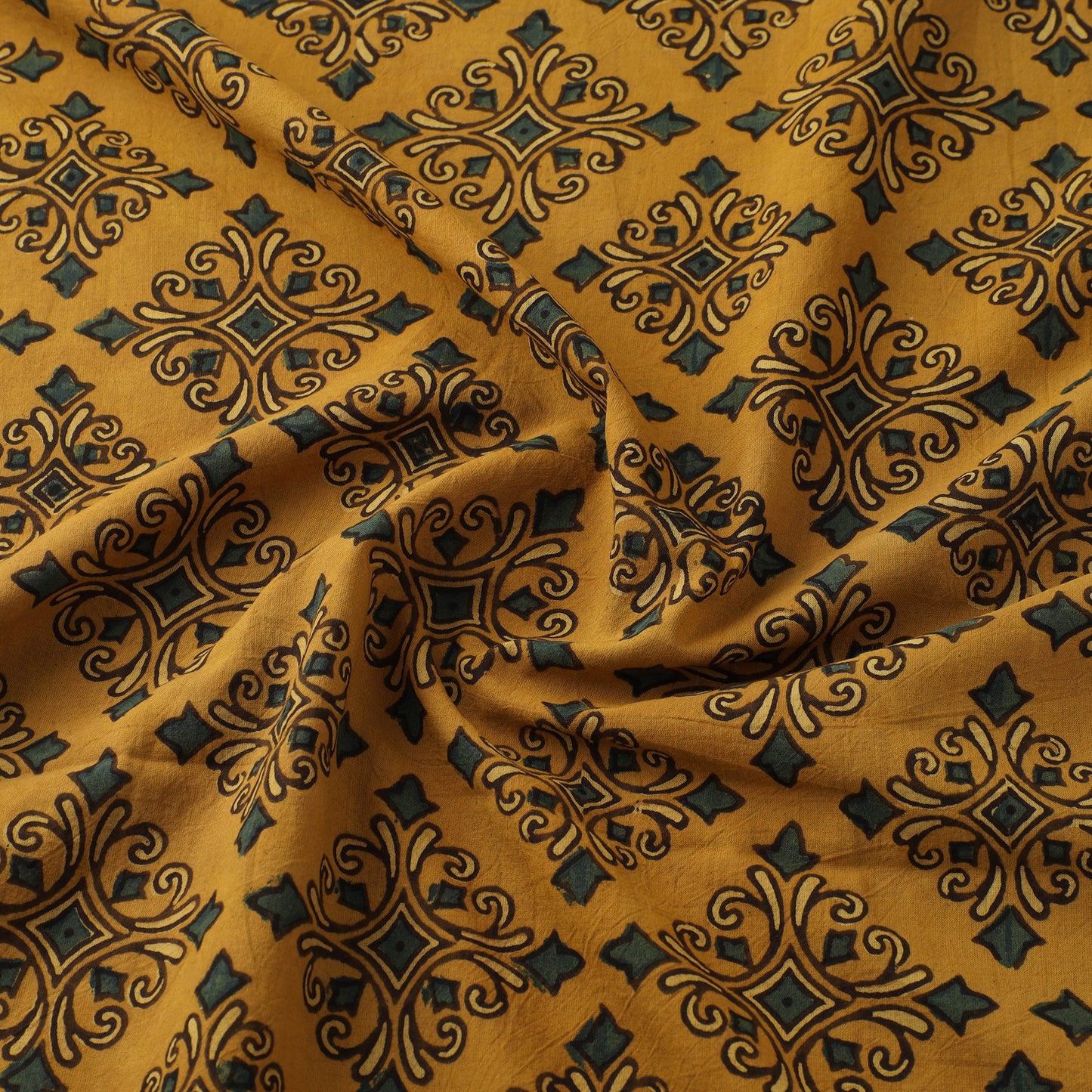Kutch Hand Block Ajrakh Print Natural Dyed Cotton Fabric 17