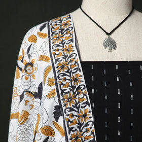 Jacquard Woven 2pc Cotton Unstitched Dress Material Kurta Set with Jewellery 05